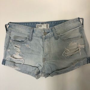 A+F light wash denim shorts